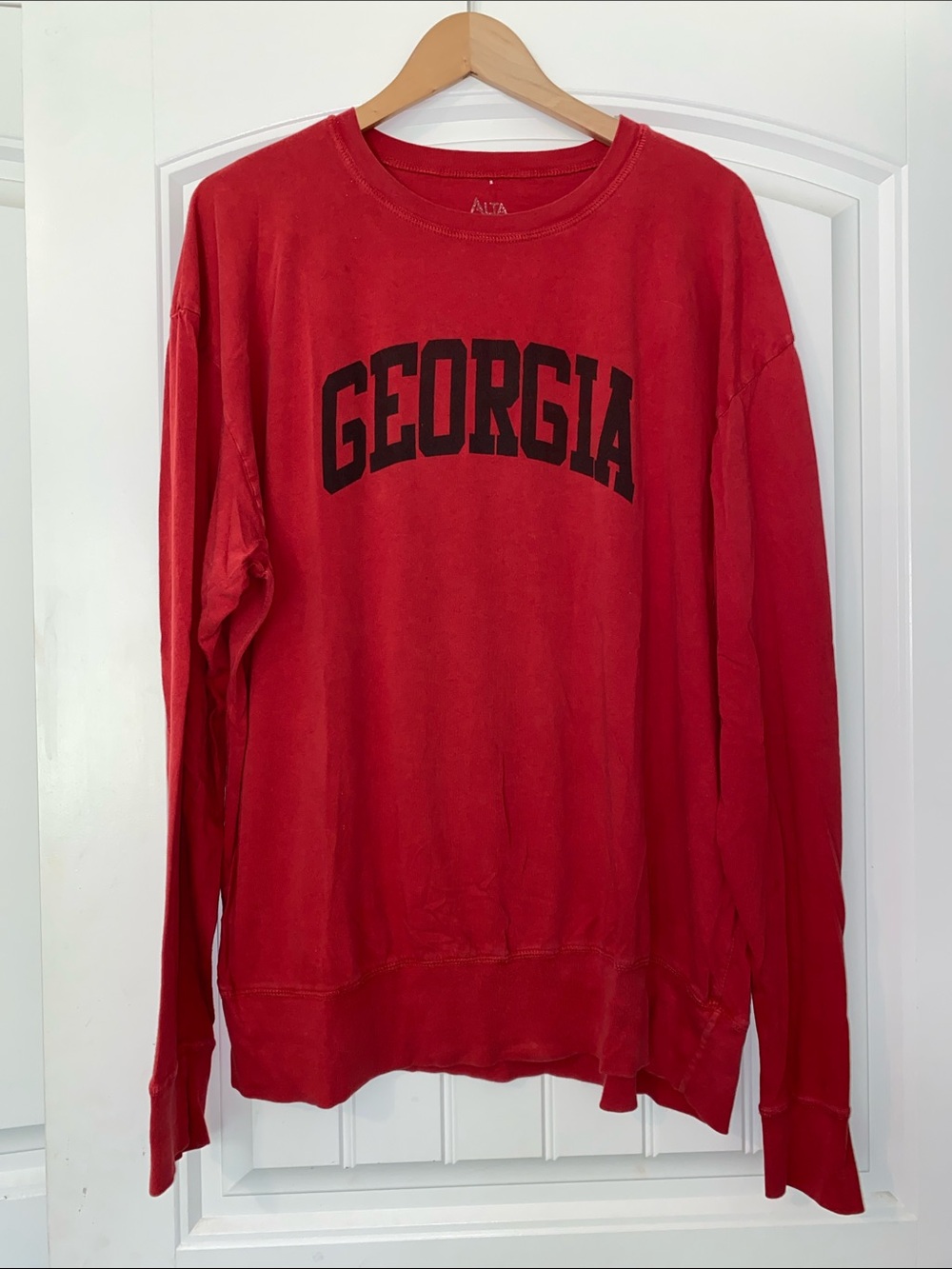 Georgia Vintage Red Crewneck Long Sleeve Shirt size Large